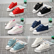 Mùa xuân và mùa hè Velcro giày vải nữ tăng và giúp đỡ thấp dày Hàn Quốc phiên bản của nền tảng giày giày sinh viên bình thường giày trắng