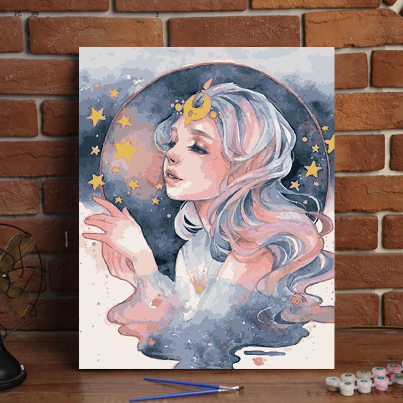 A018 Flower Banquet Girl 2Digital oil painting diy fill Oil painting customized comic scenery character Color painting manual  Decorative painting