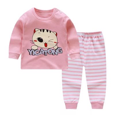 Kitten Yellow6 Months 7 Baby girl One baby Autumn trousers Autumn clothes suit 0 One 1-2-3 year winter Korean version tide pure cotton clothes virgin boy