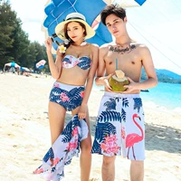 Suối nước nóng bờ biển cỡ lớn đồ bơi đôi đồ bơi phù hợp với bikini ba mảnh áo tắm nữ bảo thủ che bụng - Vài đồ bơi đồ đi biển cho cặp đôi