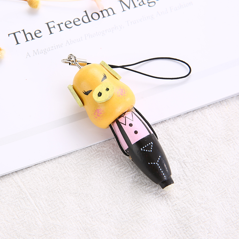 PigletsFor students ball pen woodiness lovely female Super cute carbon bullet Black pen Signature pen Oil pen Ballpoint pen Stationery