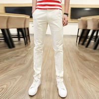 Ls2019 quần mới hè nam phiên bản Hàn Quốc của xu hướng tự tu dưỡng chân thường quần mỏng phần trắng thẳng hoang dã - 3/4 Jeans quần giữ nhiệt nam