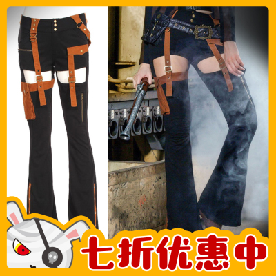 taobao agent O Jier o steam punk fake two pieces of hanging strap work boots pants purple light task Steampunk SP122