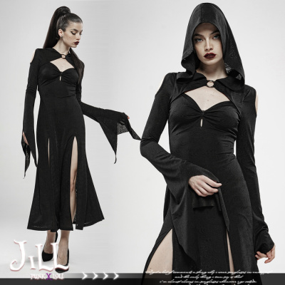 taobao agent O Jerri O Goth PUNK RAVE Dark Wild Wild Witch Digging open chest hooded dress wq446