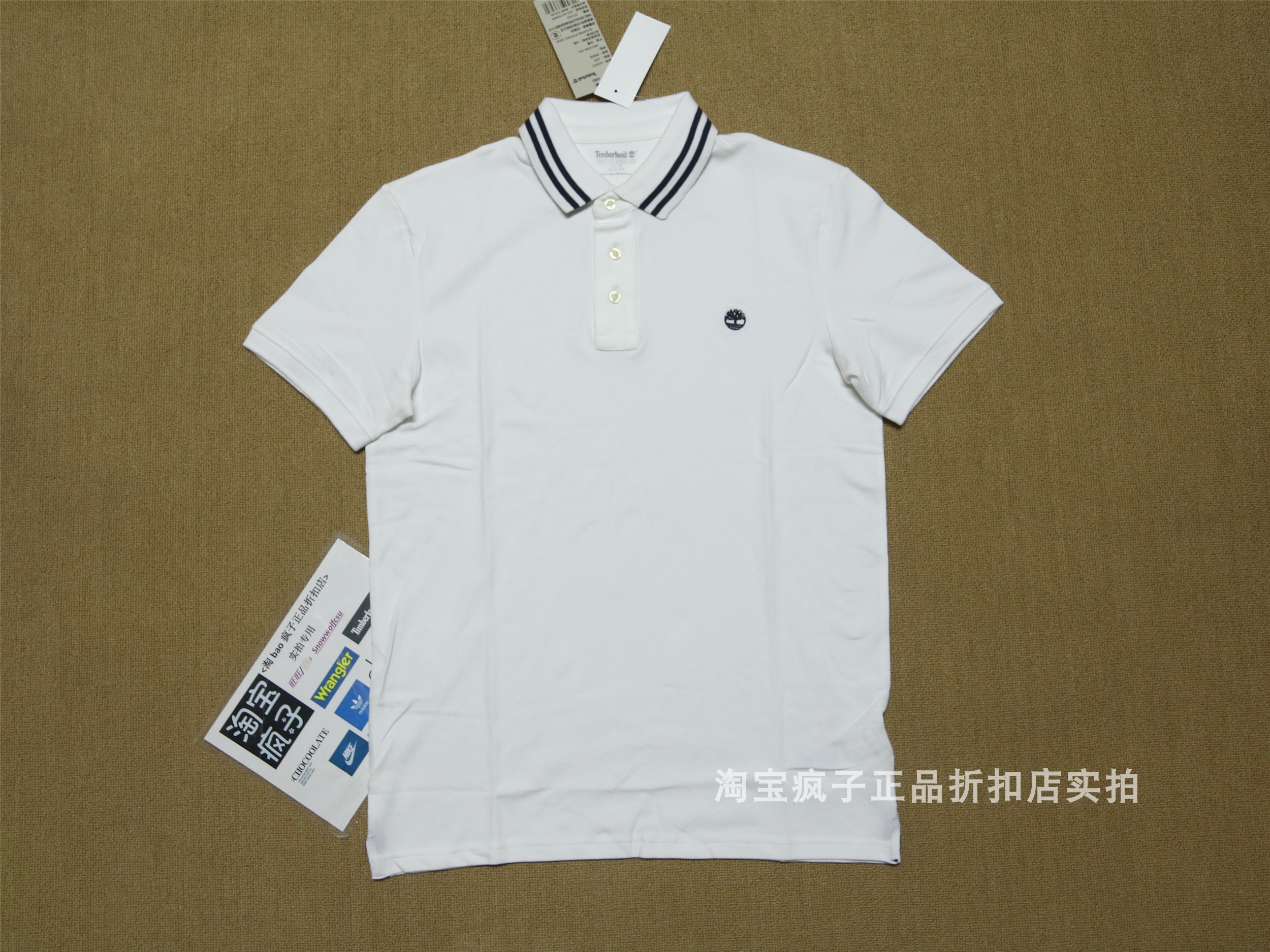 A1w35-100 & WhiteSelf cultivation elastic force paragraph timberland Simplicity LOGO knitting Short sleeve Polo shirt A1W35