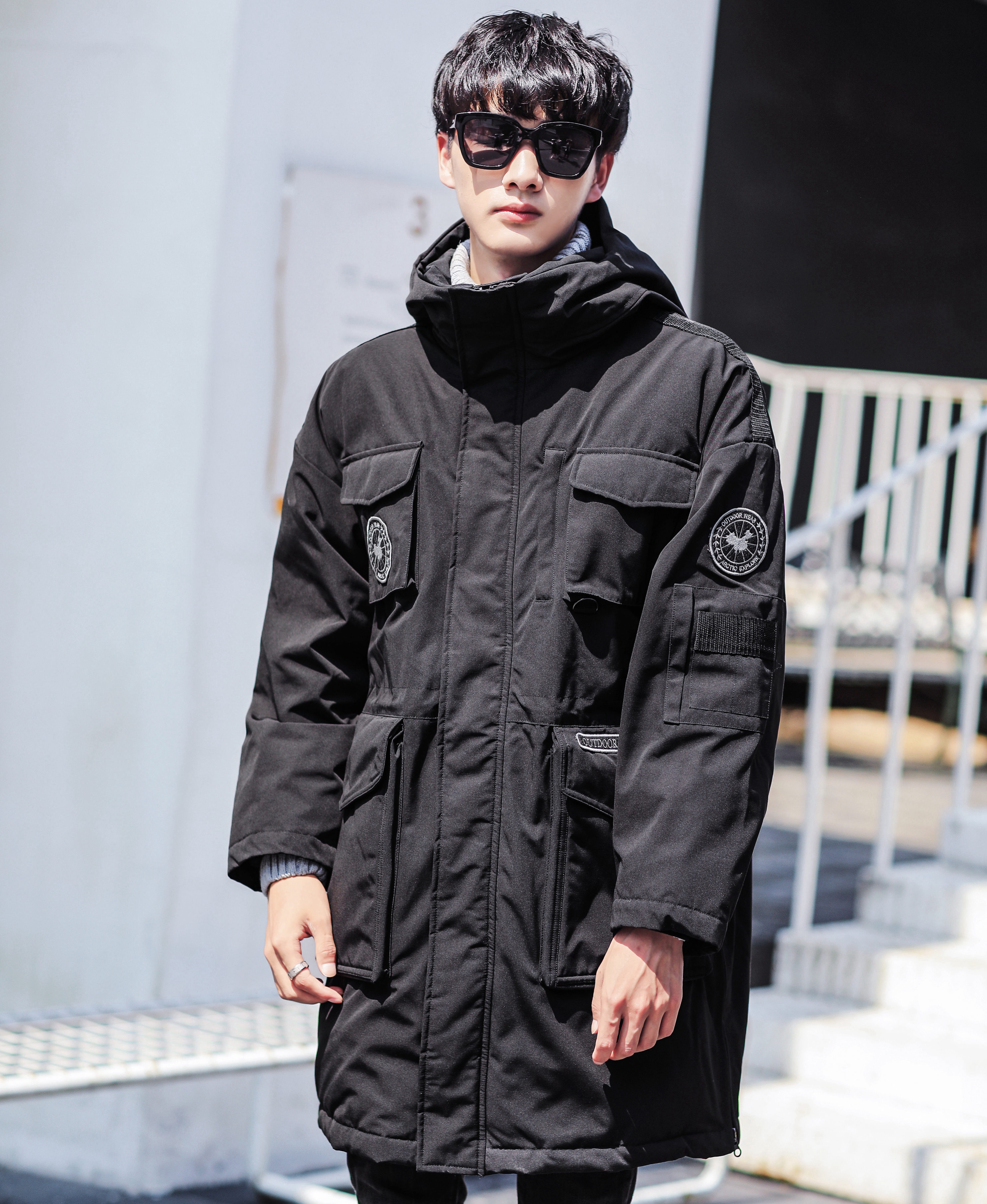 羽绒服男长款韩冬季青年学生加厚工装保暖外套90白鸭绒mj211-p495