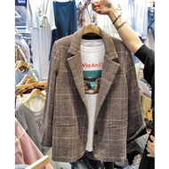 Chống mùa giải phóng mặt bằng mùa thu mùa thu mới của Hàn Quốc retro kẻ sọc nhỏ phù hợp với áo khoác nữ thẳng giản dị phù hợp với cổ áo phù hợp với thời trang công sở nữ