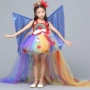 Mới ban đầu cô gái sàn diễn thời trang thi dress sáng tạo trailing váy cầu vồng váy công chúa pettiskirt cá tính hiệu suất quần áo váy đầm trẻ em 13 tuổi