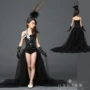 Cô Gái mới Đen Xiêm Bikini T-Đài Loan Áo Tắm Ren Đính Feathers Wei Mi Swimwear Hiện Thời Trang bán quần áo trẻ em
