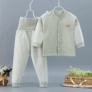 Bộ đồ ngủ trẻ em nhỏ cho bé bộ đồ mỏng ấm áp 2 bộ đồ lót mùa đông cho trẻ sơ sinh mùa xuân và mùa đông nam sọc dày - Quần áo lót