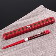 Nhật Bản nhập khẩu Komori nhựa cầm tay đũa dao kéo đặt đũa du lịch hộp sinh viên bộ đồ ăn đũa xanh - Đồ ăn tối