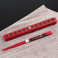 Nhật Bản nhập khẩu Komori nhựa cầm tay đũa dao kéo đặt đũa du lịch hộp sinh viên bộ đồ ăn đũa xanh - Đồ ăn tối đĩa nhựa