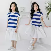 Trẻ em mặc 2019 cô gái Đại Liên váy sọc trong váy trẻ em lớn váy hoa sen váy khâu cha mẹ-con cài đặt khác - Khác