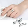 Nhẫn bằng bạc 925 sterling cáo may mắn nhẫn nữ hoa đào bạc nguyên chất mở vòng để gửi tặng bạn bè Ngày lễ tình nhân nhẫn đôi pnj