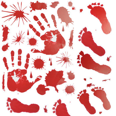 taobao agent Halloween Bar Shopping Mall glass window decoration wall sticker blood footprint blood handprint static sticker props