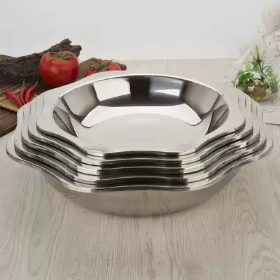 Octagonal flat bottom plate Pickles fish basin meat crab pot pot shallow basin stainless steel small flat bottom dry pot pot lobster spicy