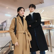 Những người yêu mùa đông mặc áo khoác len dài lỏng lẻo chàng trai và cô gái hoang dã Hàn Quốc thắt lưng mùa đông áo khoác len - Áo len