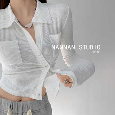 taobao agent Knitted short cardigan, jacket, polo collar, long sleeve