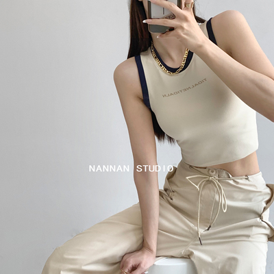 taobao agent Retro short sports tank top, trend of season, tight