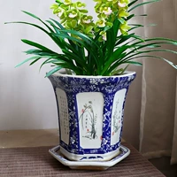 Jingdezhen Ceramic Flowerpot Blue и White Foadain Tall Новый китайский классический мягкий дерево Poun