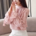 Mùa xuân 2019 phiên bản mới của Hàn Quốc áo sơ mi ren hoa sen - Áo sơ mi chiffon ren ao cong so Áo sơ mi chiffon ren