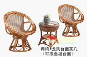 Ban công Wicker Ghế Bàn cà phê Bàn ba mảnh Kết hợp Bàn ghế tre tự nhiên Dệt tre Nội thất Trung Quốc Trà xoay Giải trí - Bàn ghế ngoài trời / sân