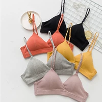 Nhật Bản cotton sinh viên đồ lót nữ thoải mái cốc mềm mà không có vòng thép bralette bra tam giác bra bra - Ống đồ lót triumph