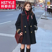 Handu quần áo nhà 2018 xuân mới dành cho nữ phiên bản Hàn Quốc của phần dài sang trọng Hepburn gió retro áo khoác len - Áo Hàn Quốc