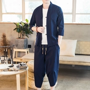 Street beat chàng phổ biến Tang phù hợp với XL trung niên lỏng lẻo mùa hè retro Phù hợp với quần áo nam thanh niên - Trang phục dân tộc
