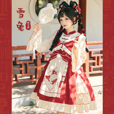 taobao agent Genuine demi-season cute dress, Lolita style, with embroidery, long sleeve