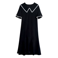 Phụ nữ Hàn Quốc 2019 hè Hepburn váy đen nhỏ đại học gió dài retro khí chất váy mỏng - Váy eo cao 	váy thắt eo