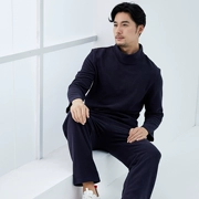 Top đồ ngủ nam mùa xuân và mùa thu dài tay phù hợp với thời trang cổ áo cao nửa phiên bản Hàn Quốc của dịch vụ gia đình nam thoải mái thoáng khí có thể mặc