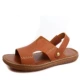 Giày da bò đế xuồng nam chống trơn trượt da mềm đáy mềm thường sử dụng kép mùa hè lớp da bò đi biển dép da - Sandal