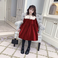 Осеннее платье, бархатный утепленный наряд маленькой принцессы, в западном стиле, коллекция 2023, в корейском стиле