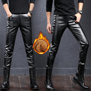 Quần da nam XL mùa thu và mùa đông xu hướng người đàn ông Hàn Quốc của quần da nam quần chặt chẽ chân da xe máy quần nam tự trồng