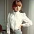 2020 mùa thu phong cách mới của phụ nữ Hàn Quốc ren áo sơ mi dài tay mỏng phụ nữ áo sơ mi dài tay cộng với kích thước áo sơ mi dưới cùng - Áo sơ mi Áo sơ mi