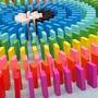 Màu sắc của trẻ em cơ quan tiêu chuẩn Domino cầu vồng dominoes khối gỗ mẫu giáo khu vực câu đố góc đồ chơi đồ chơi domino xếp hình
