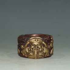 Винтажное изделие из бронзы 古玩收藏纯铜仿紫铜八仙图扳指个性创意男士戒指指环铜件小把件