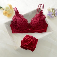 Sexy ren lớn ngực nhỏ màu đỏ không có vòng thép tập hợp đồ lót nữ năm nay bra bra bra set đồ lót đẹp