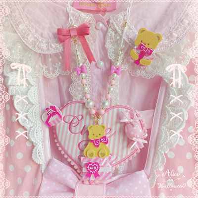 taobao agent Genuine gift box, plastic necklace, ring, hairgrip, pin, with little bears, Lolita style