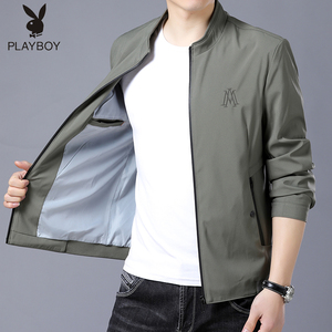 Playboy áo khoác nam mùa xuân và mùa thu mới đứng cổ áo Hàn Quốc phiên bản của mỏng đẹp trai áo khoác nam giản dị đồng phục bóng chày cổ áo