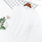 M4 mùa hè mới Hàn Quốc phiên bản của vòng cổ ngắn tay T-Shirt nữ đơn giản rỗng tay áo áo khoác đầu tươi thở áo sơ mi triều