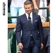 RICODESIGN tùy chỉnh màu xanh hải quân Slim kinh doanh công sở phù hợp với nam phù hợp với nhỏ Beckham phù hợp - Suit phù hợp