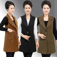 Mùa thu và mùa đông trung và cũ của phụ nữ tuổi vest không tay áo khoác mẹ túi dài vest top kích thước lớn hoang dã vest đồ công sở nữ