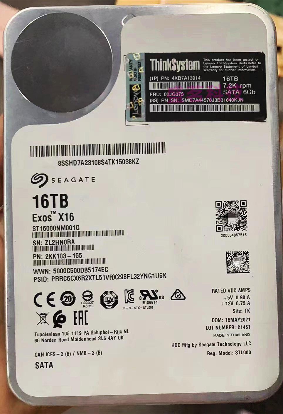  4xb7a13914 02jg375 16tb 7 2k sata 6gb 3 5 sr650 850 