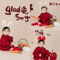 Детская одежда подходит для фотосессий, красный свитер, китайский стиль