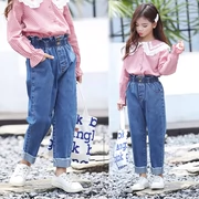 Quần jeans bé gái 2019 mới sóng xuân và thu đông trẻ em rộng rãi phiên bản Hàn Quốc 12 nước ngoài trẻ em 15 tuổi quần nữ - Quần jean