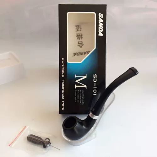 Старинные мужские трубы, китайские изогнутые фильтровальные трубы, бесплатные аксессуары, старомодная подарочная коробка Sanda Сигаретная посуда