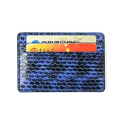 Fusion gốc da hàng thủ công màu xanh hoa da rắn thẻ tín dụng 4 thẻ da siêu mỏng gói thẻ nữ bộ khâu tay tùy chỉnh