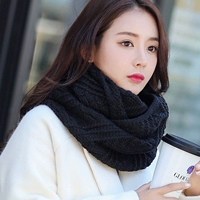 Демисезонный удерживающий тепло трикотажный шерстяной зимний универсальный черный шарф для школьников, шарф-платок, в корейском стиле, увеличенная толщина